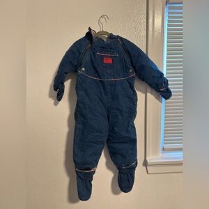 Dead stock vintage denim oshkosh snow suit plaid flannel lined